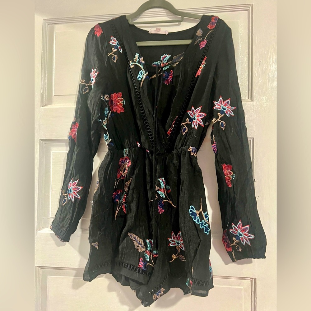 Black floral romper NWOT